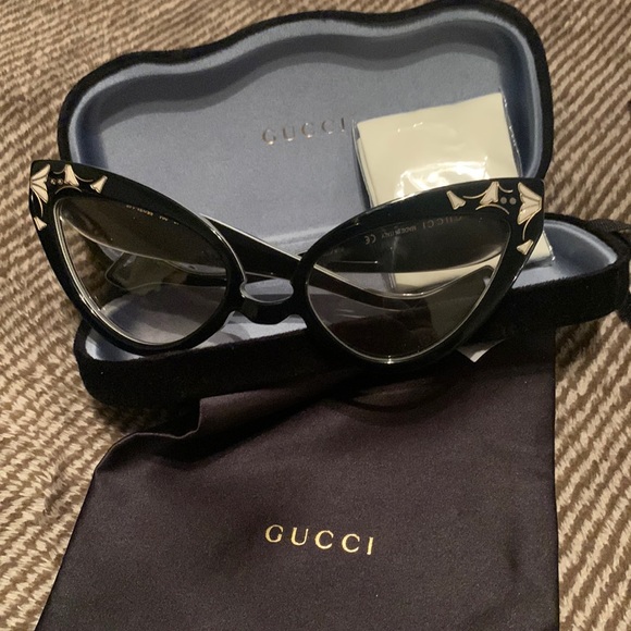 GUCCI Inverted Multilayer Acetate Cat-Eye Sunglasses NEW, with black GUCCI case! - Picture 8 of 15